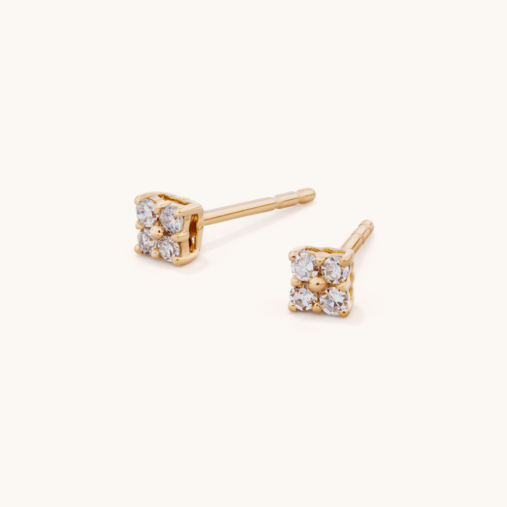 Square Cluster Stud Earrings with 0.08tw of Laboratory-Grown Diamonds in Gold-Plated Sterling Silver Earrings Bevilles 
