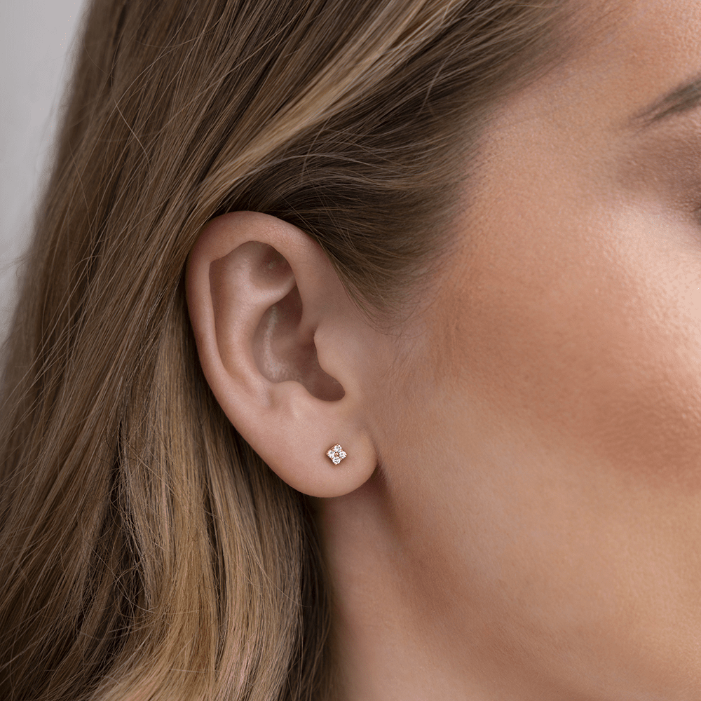 Square Cluster Stud Earrings with 0.08tw of Laboratory-Grown Diamonds in Gold-Plated Sterling Silver Earrings Bevilles 