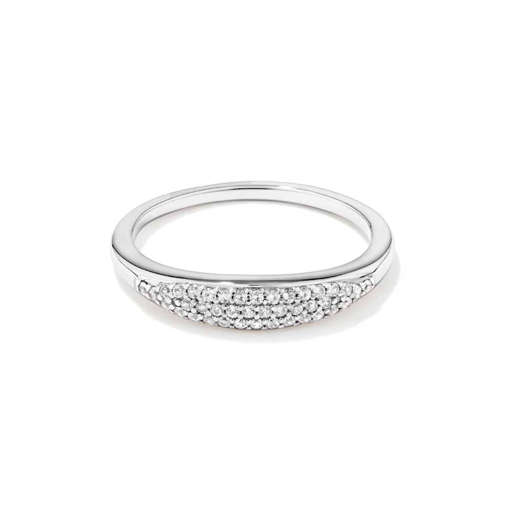 Pave Cubic Zirconia 3mm Dome Ring in Sterling Silver Rings Bevilles 