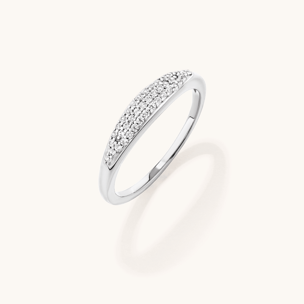 Pave Cubic Zirconia 3mm Dome Ring in Sterling Silver Rings Bevilles 