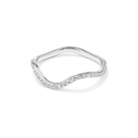Pave Cubic Zirconia 1mm Wave Ring in Sterling Silver Rings Bevilles 