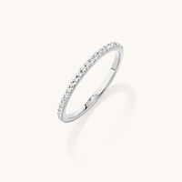 Cubic Zirconia Pave 1mm Ring in Sterling Silver Rings Bevilles 