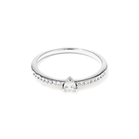 Pear Centre and Pave Band Cubic Zirconia 1mm Ring in Sterling Silver Rings Bevilles 