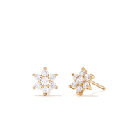 Cubic Zirconia Flower Studs in 9kt Bonded Gold Silver Filled Earrings Bevilles 