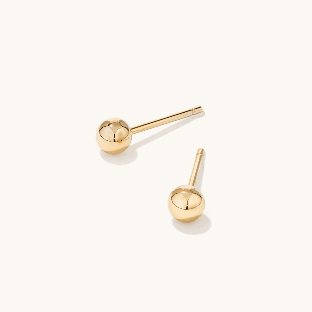 4mm Ball Studs in 9kt Yellow Bonded Gold Earrings Bevilles 