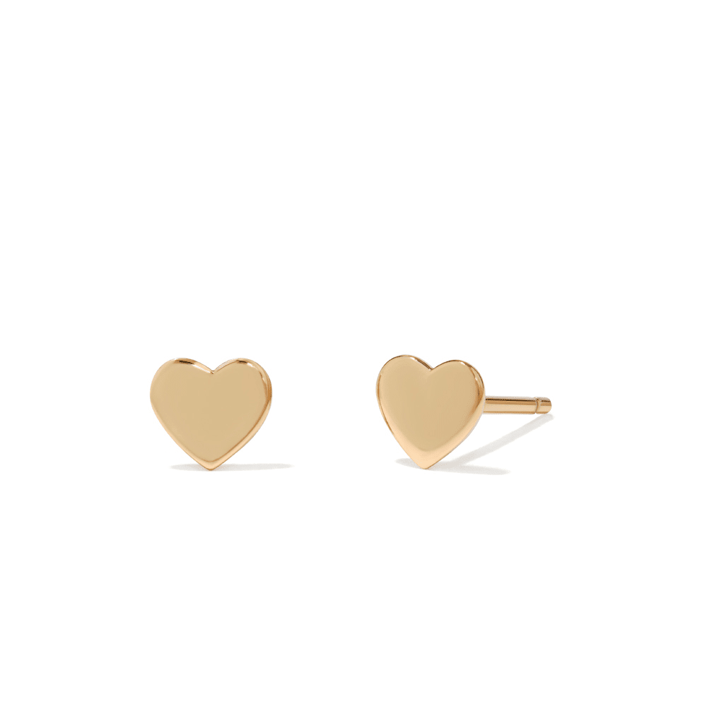 Flat Heart Studs in 9kt Bonded Gold Earrings Bevilles 