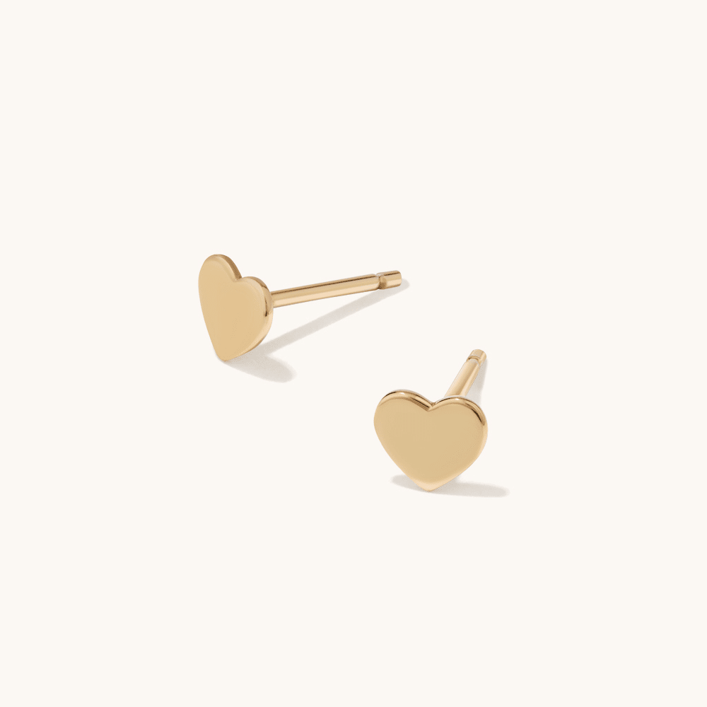 Flat Heart Studs in 9kt Bonded Gold Earrings Bevilles 