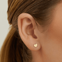 Flat Heart Studs in 9kt Bonded Gold Silver Filled Earrings Bevilles 