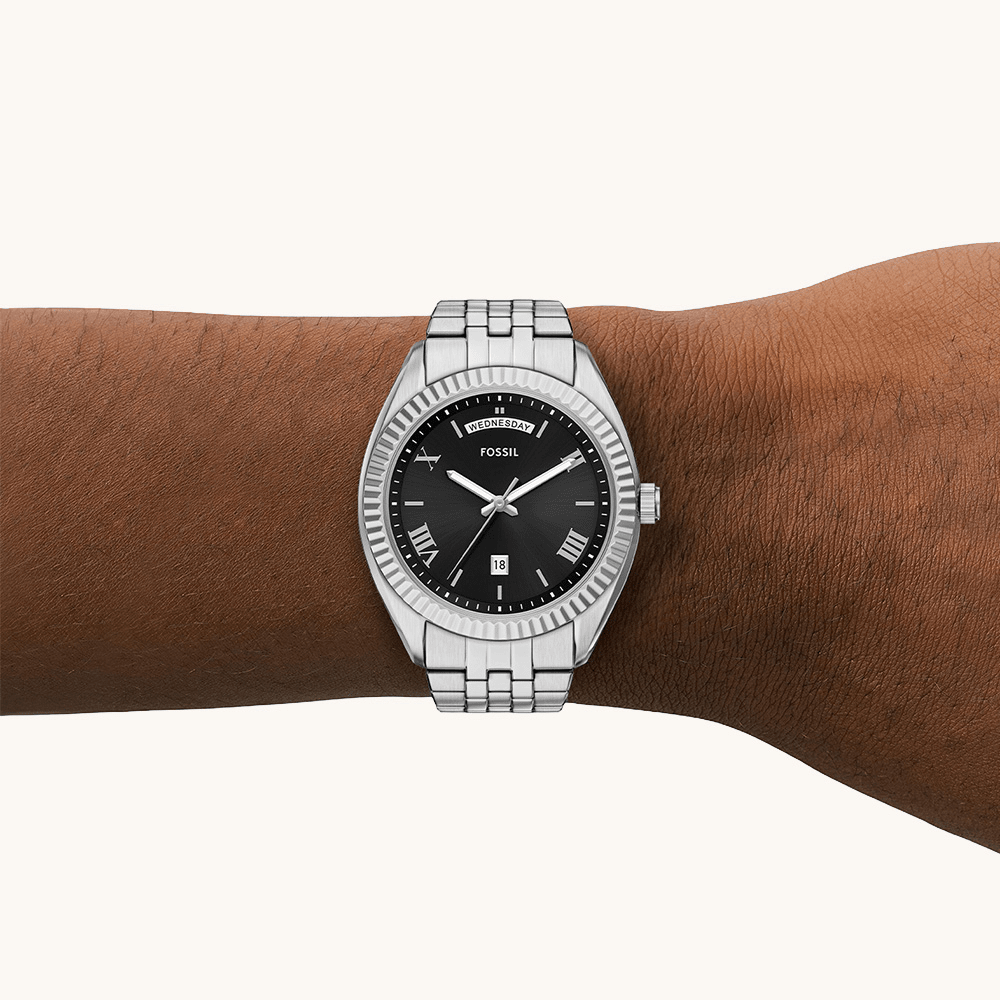 Fossil Campbell Silver Tone Watch FS6139 Watches Bevilles 