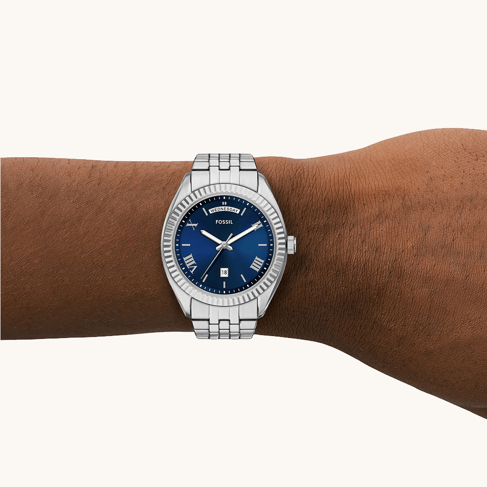 Fossil Campbell Silver Tone Watch FS6140 Watches Bevilles 