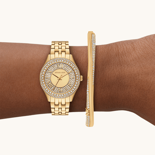Michael Kors Harlowe Gold Tone Watch Gift Set MK4974SET Watches Bevilles 