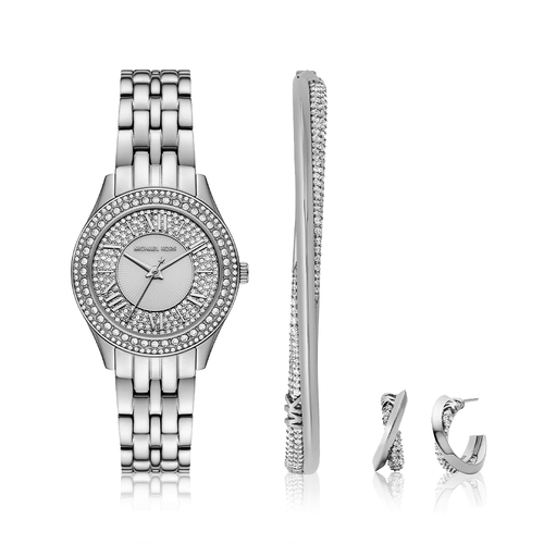 Michael Kors Harlowe Silver Tone Watch Gift Set MK4975SET Watches Bevilles 