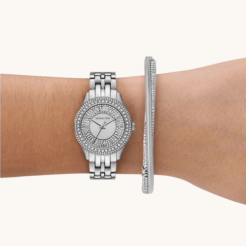 Michael Kors Harlowe Silver Tone Watch Gift Set MK4975SET Watches Bevilles 