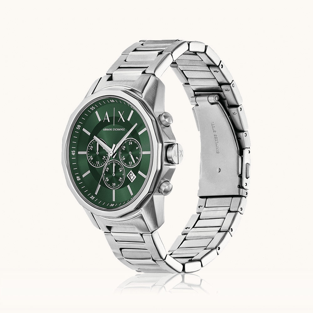 Armani Exchange Chronograph Silver Tone Watch AX1771 Watches Bevilles 