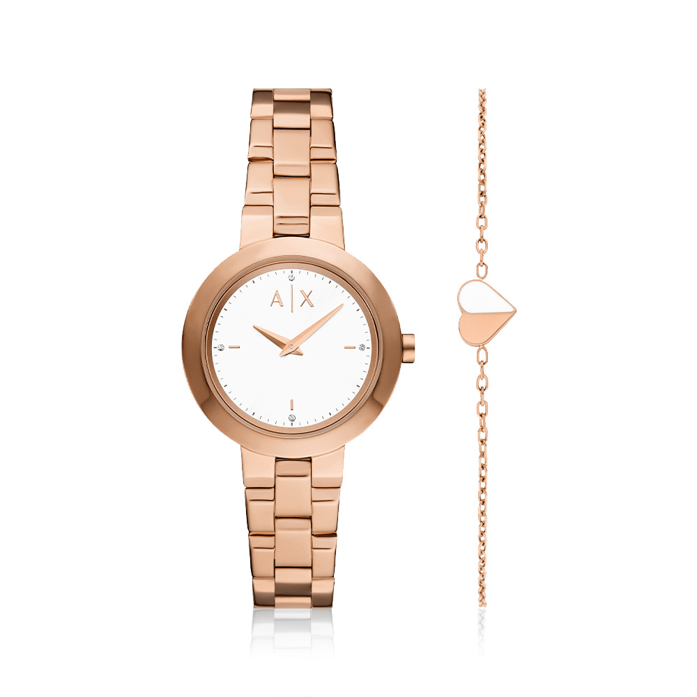 Armani Exchange Jackie Rose Gold Tone Gift Set AX7175SET Watches Bevilles 