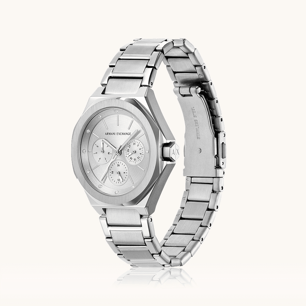 Armani Exchange Andrea Multifunction Silver Tone Watch AX4622 Watches Bevilles 