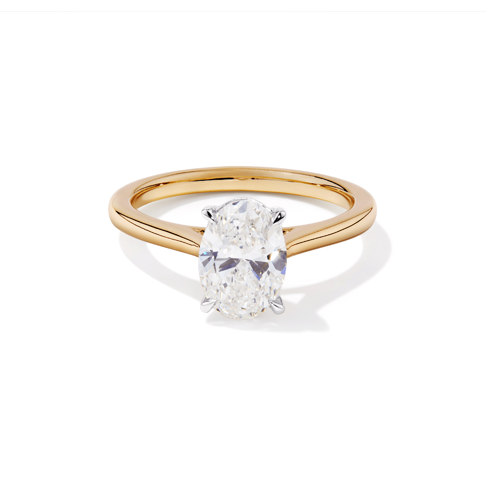 1.50ct Oval Cut Four Claw Solitaire Ring in 9kt Yellow Gold Rings Bevilles 
