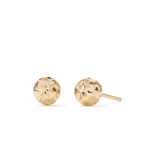6mm Hammered Ball Studs in 9kt Yellow Bonded Gold Earrings Bevilles 