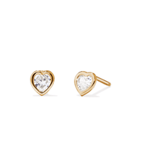 5mm Cubic Zirconia Bezel Heart Studs in 9kt Bonded Yellow Gold Earrings Bevilles 