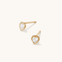5mm Cubic Zirconia Bezel Heart Studs in 9kt Bonded Yellow Gold Earrings Bevilles 
