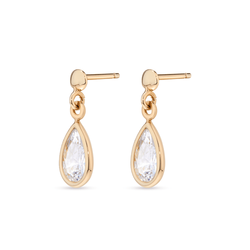 Cubic Zirconia Tear Drop Earrings in 9kt Bonded Gold Earrings Bevilles 