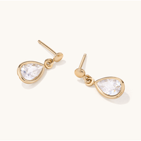 Cubic Zirconia Tear Drop Earrings in 9kt Bonded Gold Earrings Bevilles 