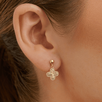 Clover Drop Studs in 9kt Bonded Gold Silver Filled Earrings Bevilles 