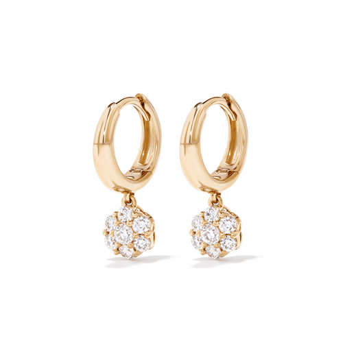 Cluster Drop Hoop Earrings with 0.45tw of Laboratory-Grown Diamonds in Gold Plated Sterling Silver Earrings Bevilles 