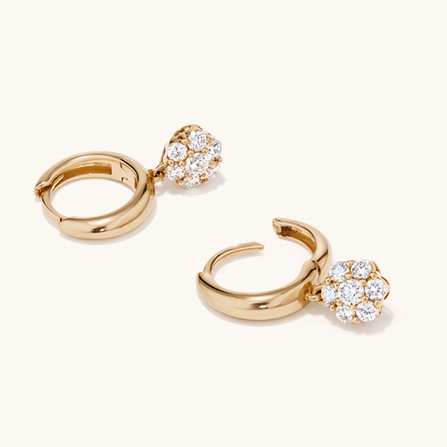 Cluster Drop Hoop Earrings with 0.45tw of Laboratory-Grown Diamonds in Gold Plated Sterling Silver Earrings Bevilles 