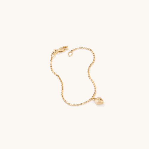 15cm Heart Charm Bracelet in 9kt Yellow Bonded Gold Bracelets Bevilles 