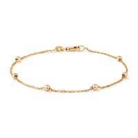 19cm Beaded Cable Bracelet in 9kt Yellow Bonded Gold Bracelets Bevilles 