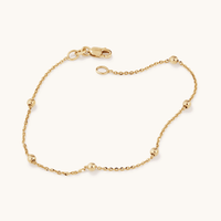 19cm Beaded Cable Bracelet in 9kt Yellow Bonded Gold Bracelets Bevilles 