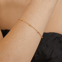 19cm Beaded Cable Bracelet in 9kt Yellow Bonded Gold Bracelets Bevilles 