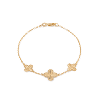 19cm Clover Cable Bracelet in 9kt Yellow Bonded Gold Bracelets Bevilles 