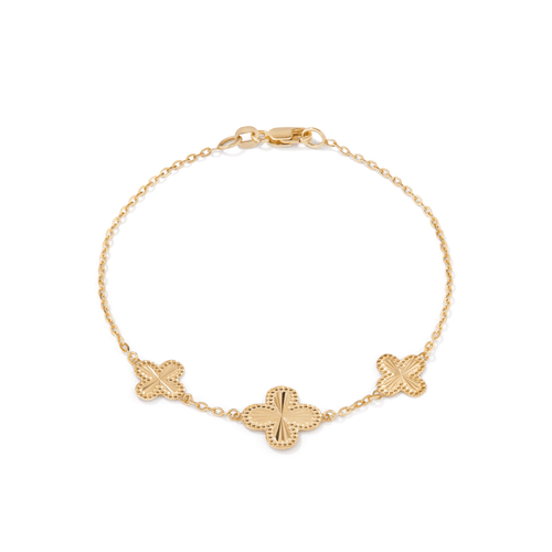 19cm Clover Cable Bracelet in 9kt Yellow Bonded Gold Bracelets Bevilles 