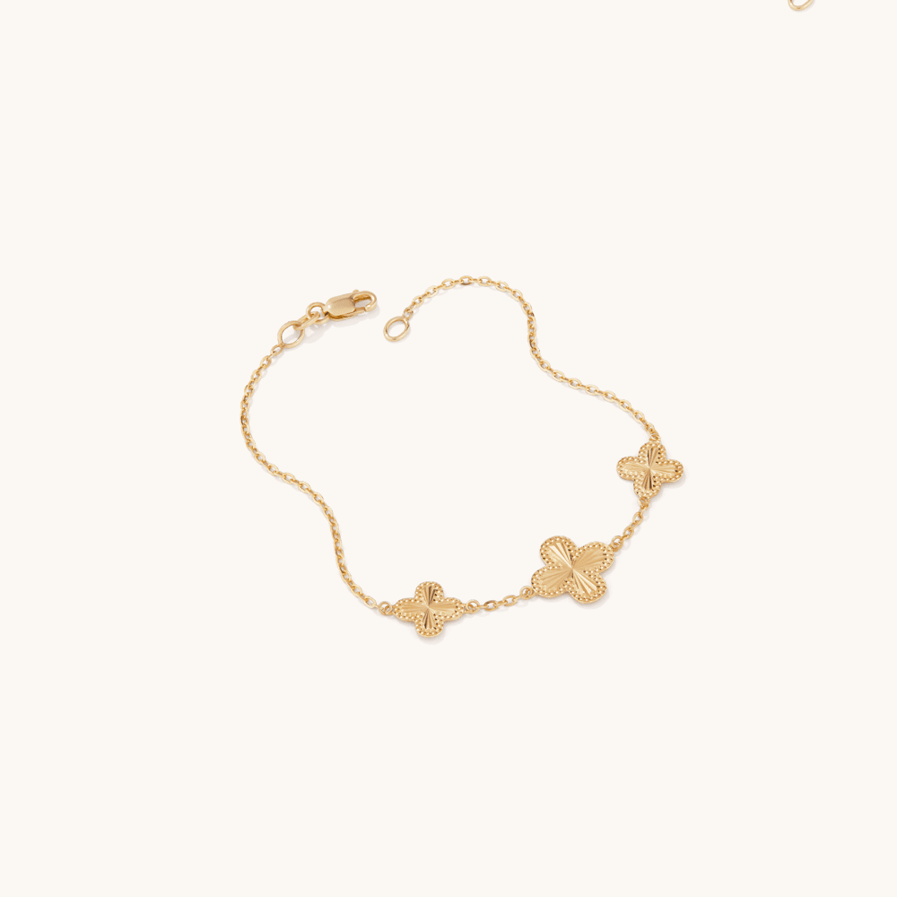 19cm Clover Cable Bracelet in 9kt Yellow Bonded Gold Bracelets Bevilles 