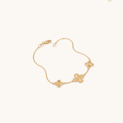 19cm Clover Cable Bracelet in 9kt Yellow Bonded Gold Bracelets Bevilles 