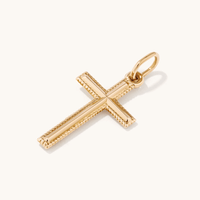 18mm Bevelled Edge Cross Pendant in Bonded 9kt Gold Pendants Bevilles 