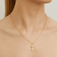 18mm Bevelled Edge Cross Pendant in Bonded 9kt Gold Pendants Bevilles 