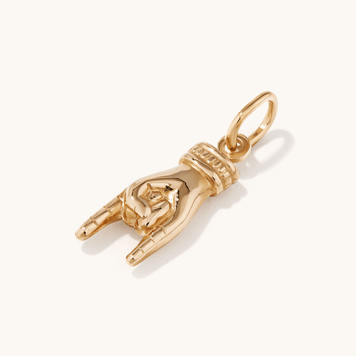 14mm Horned Hand Pendant in 9kt Yellow Bonded Gold Pendants Bevilles 