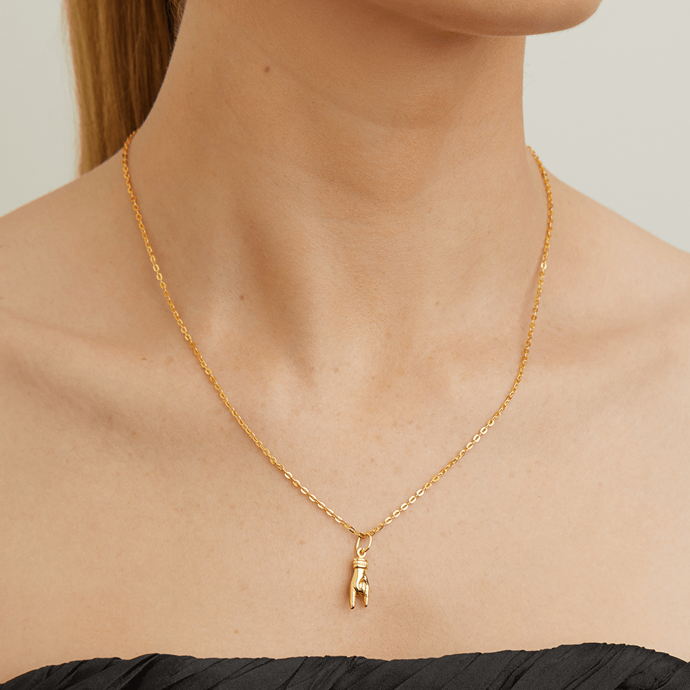 14mm Horned Hand Pendant in 9kt Bonded Gold Silver Filled Pendants Bevilles 