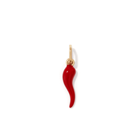 15mm Red Enamel Cornicello Pendant in Bonded 9kt Yellow Gold Pendants Bevilles 