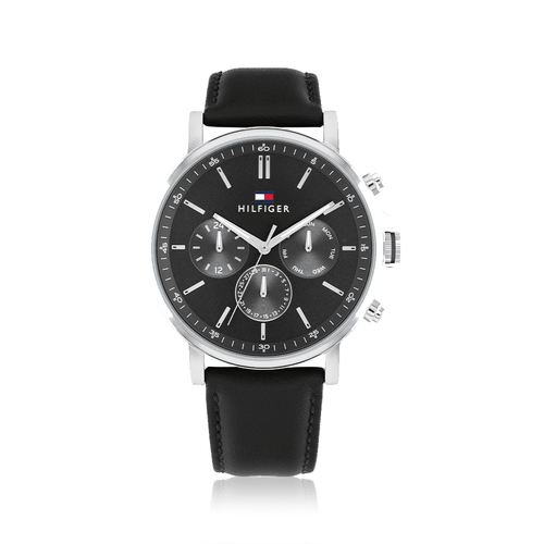 Tommy Hilfiger Tyson Multifunction Black Leather Watch 1710586 Watches Bevilles 