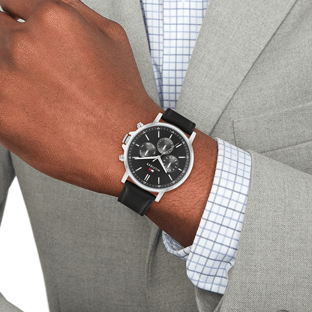 Tommy Hilfiger Tyson Multifunction Black Leather Watch 1710586 Watches Bevilles 