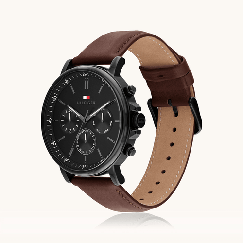 Tommy Hilfiger Tyson Multifunction Brown Leather Watch 1710704 Watches Bevilles 