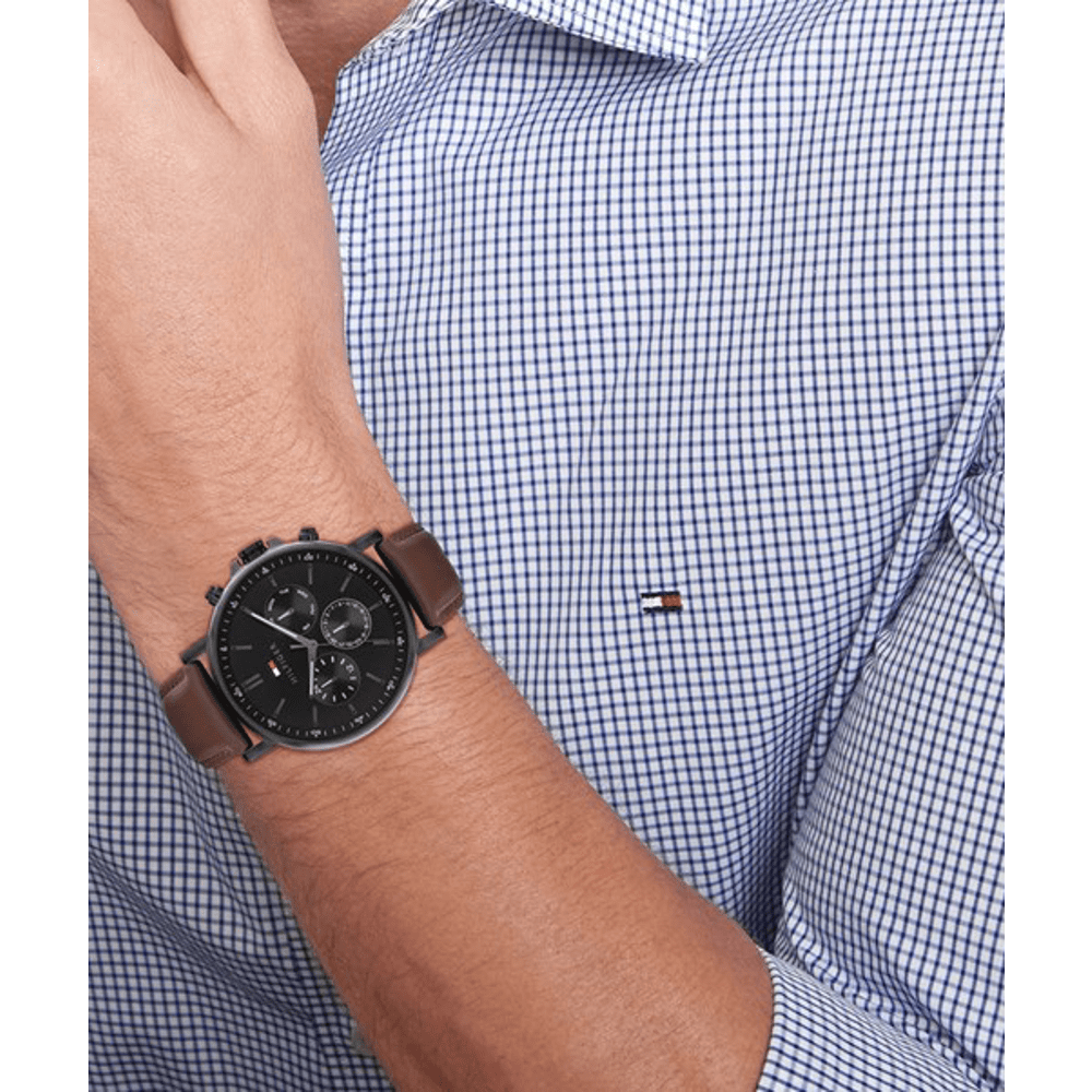 Tommy Hilfiger Tyson Multifunction Brown Leather Watch 1710704 Watches Bevilles 