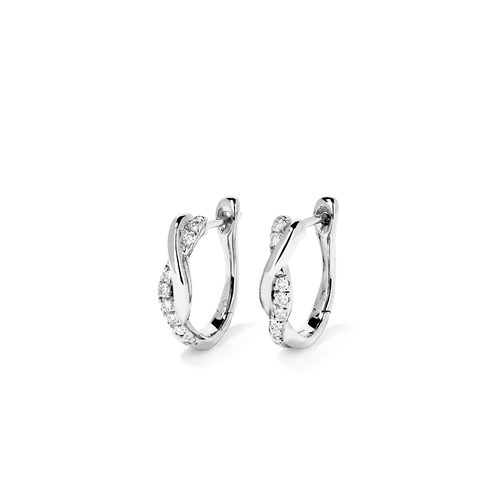 Twist Hoops with 0.20tw of Laboratory-Grown Diamonds in Sterling Silver and Platinum Earrings Bevilles 