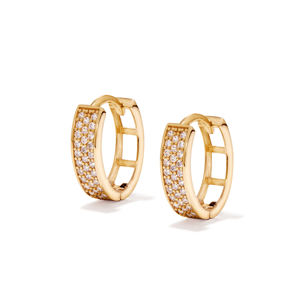 7mm Cubic Zirconia Wide Oval Hoops in 9kt Yellow Gold Earrings Bevilles 