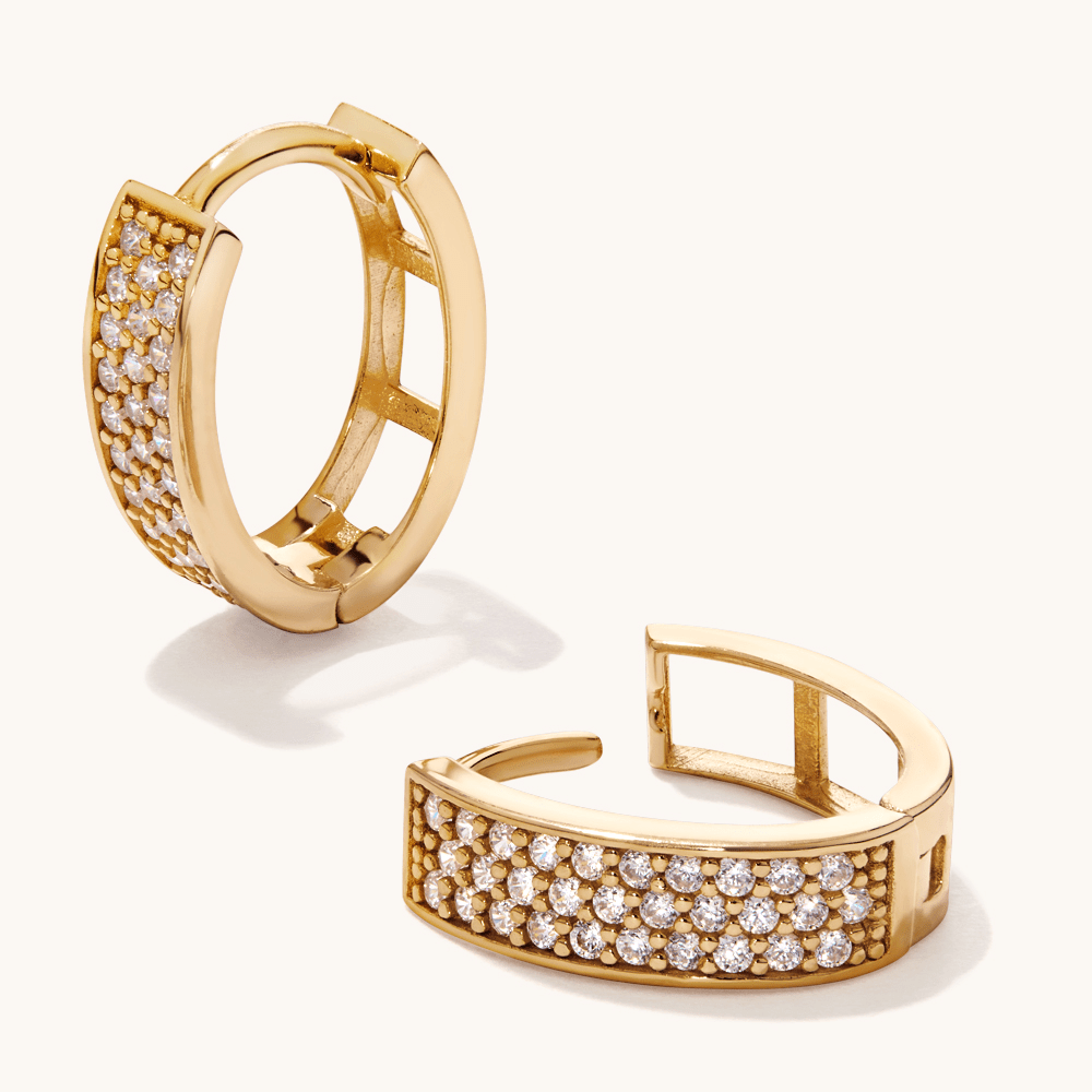 7mm Cubic Zirconia Wide Oval Hoops in 9kt Yellow Gold Earrings Bevilles 