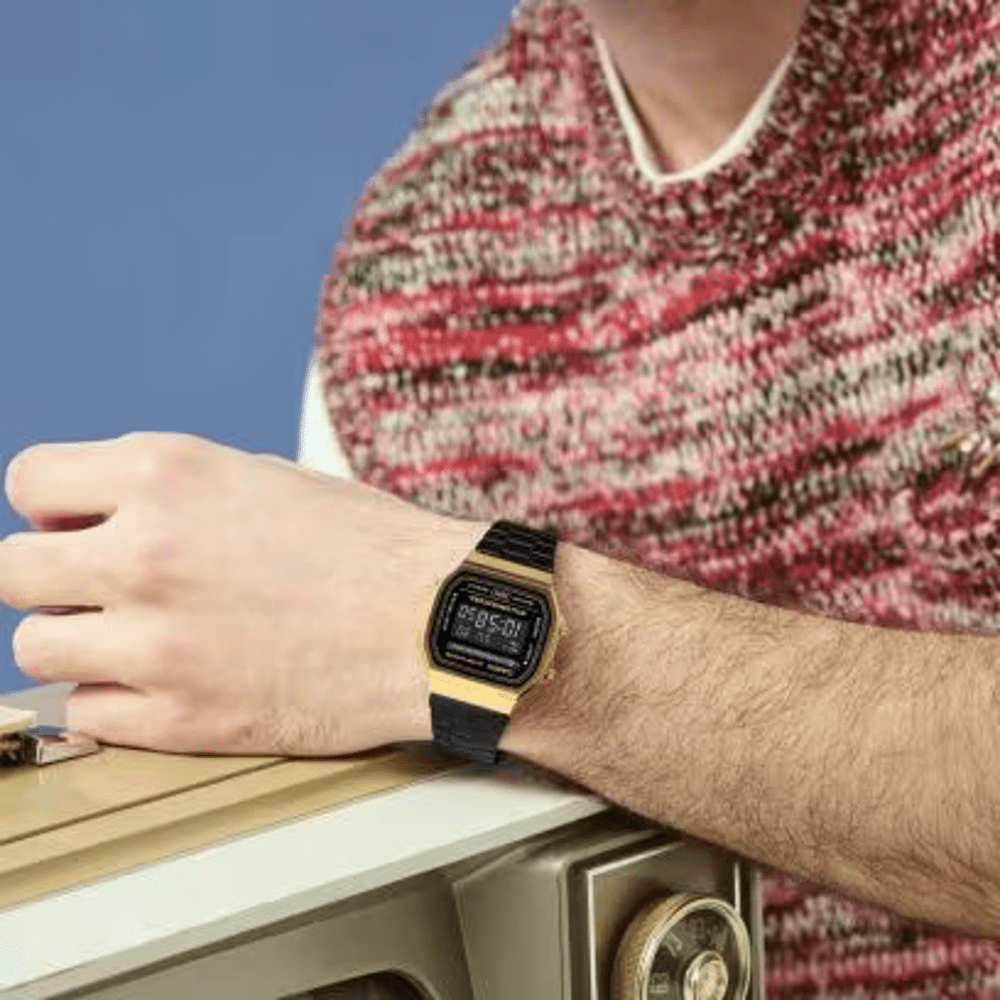 Casio Vintage Digital Black and Gold Watch A168WEGB-1B Watches Bevilles 